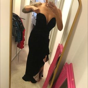 Fashion nova velvet with a pink/taupe peep gown